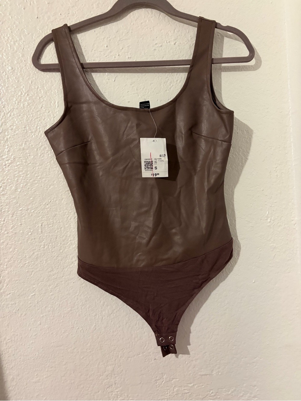 Brown Faux-Leather Kids One-Piece Bodysuit